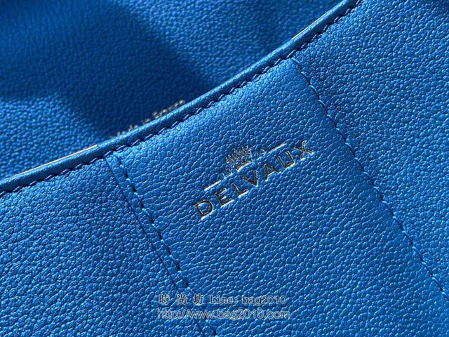 DELVAUX女包 春夏新款 Brillant系列手袋 進口牛皮 德爾沃女手提包 DS0028 螢光藍 Delvaux單肩斜挎包  fcs1353